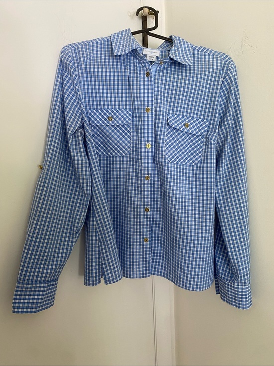 Jaclyn Smith Tops - Cottagecore Farmcore Blue Gingham Checkered Button Up Long Sleeve Shirt Medium